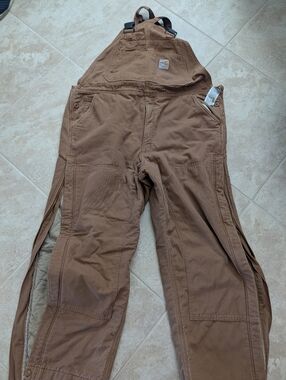 Carhartt FR Brown Utility Duck Bib Overalls Mens Large